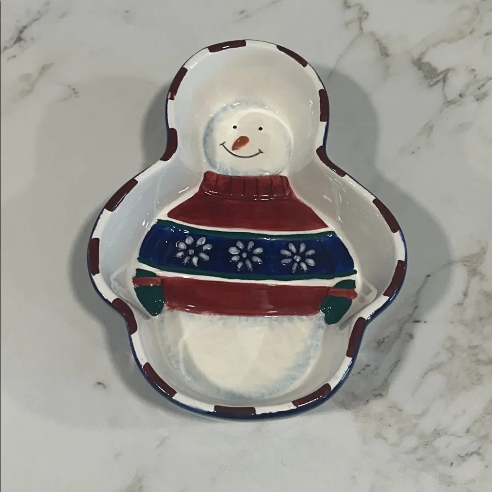 Snowman Candy Dish 1998 St Nicholas Square NEW Discontinued